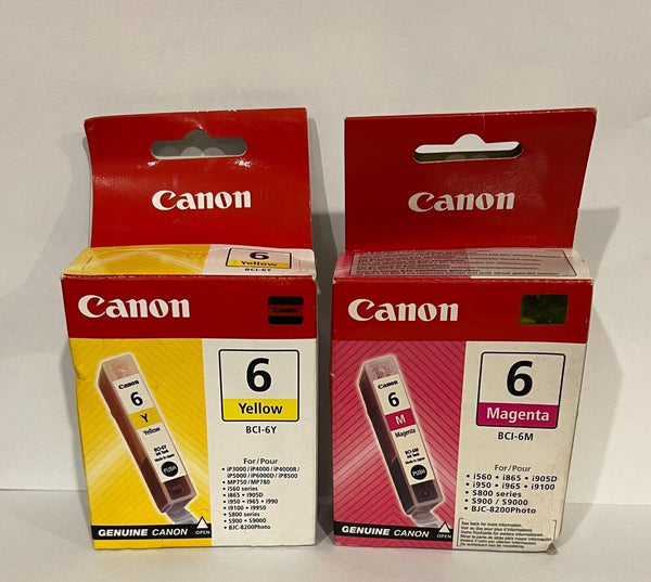 2 Boites De Cartouches BCI-6M + BCI-6Y Original Neuf Jaune 13ml Magenta 13ml  Canon   