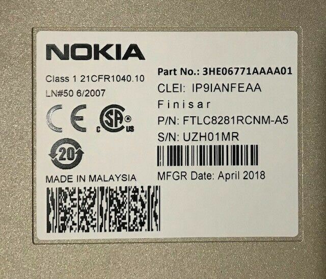 Module Optique Nokia Alcatel Lucent 3HE06771AA AA01 100G Base-SR10 CFP  Nokia   