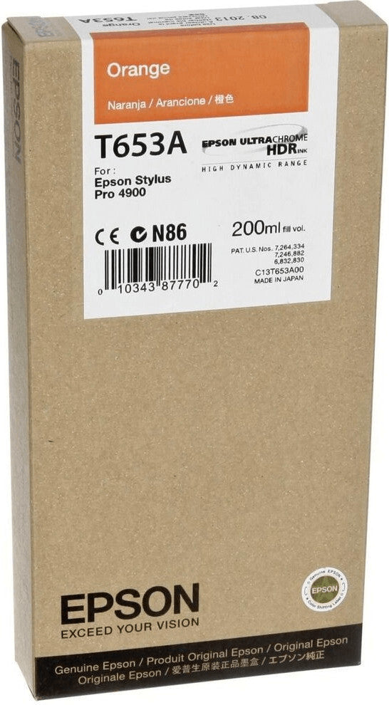 🌈 Cartouche EPSON Ultrachrome T653A C13T653A00 Orange Original 11/2023 ✅ Epson